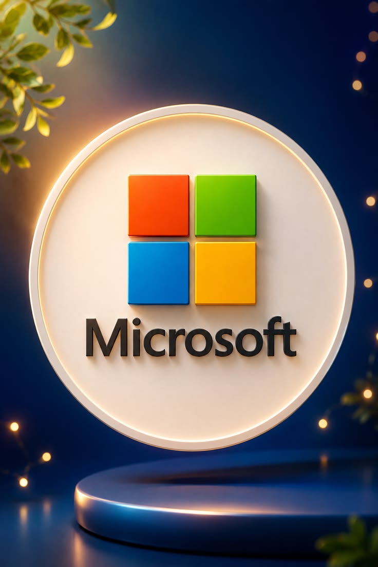 Microsoft-Logo-–-Modern-3D-Glowing-AI-Technology-Logo-on-Premium-Background الربح من تصميم الصور بدون خبرة.. هل يمكن البدء من الصفر؟